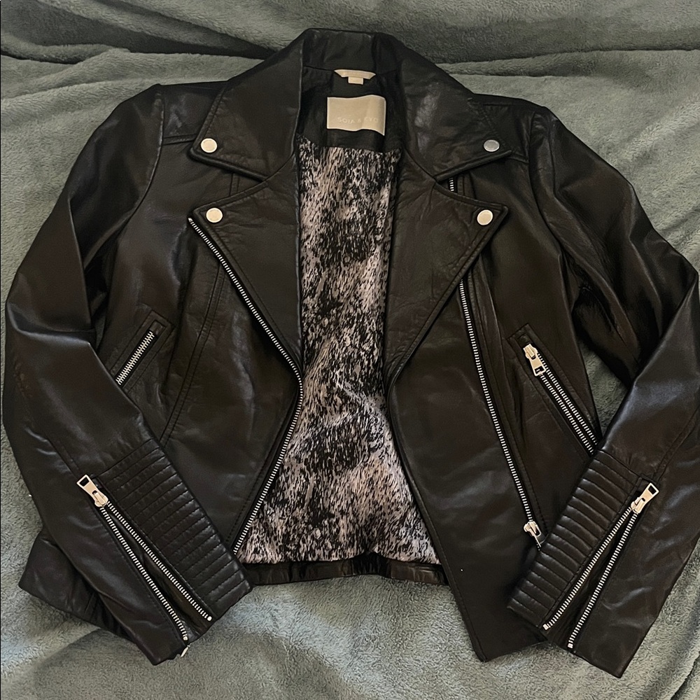 Black Leather Soia & Kyo Biker Jacket